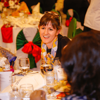 A delegate at the networking dinner