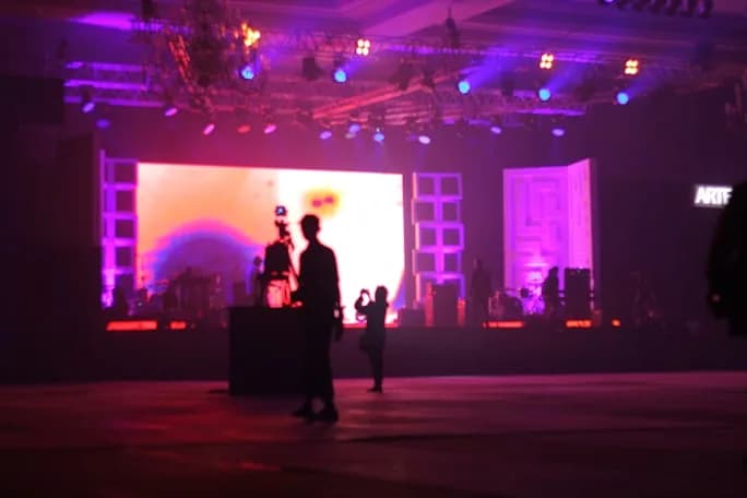 The stage under show lighting